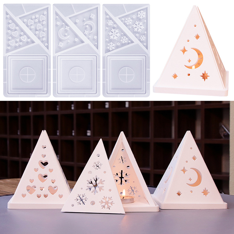 Piramide Sneeuwvlok Sterrenhemel Liefde Huis Kandelaar Siliconen Mal DIY Gips Epoxyhars Gietvorm Woondecoratie Ornamenten ﻿
