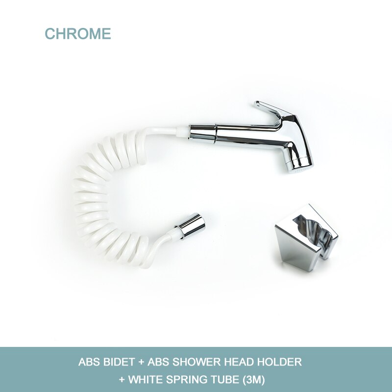 Pulvérisateur de Bidet mural pour toilettes, salle de bain en ABS, ensemble de pulvérisation à main, Douche autonettoyante, pomme de Douche avec tuyau: Chrome Set PVC Hose