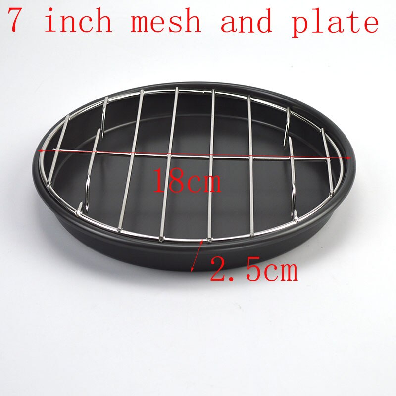 Pizza Pfanne Tablett platte Runde Pizza Grill huhn flüGel edelstahl Grill Pfanne ofen mikrowelle Grill Nicht-Stock Grill Platte: 7Zoll Gittergewebe und Platte