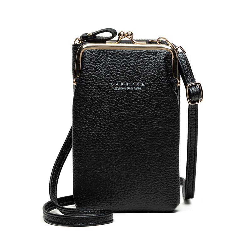 Mode Kleine Crossbody Tassen Vrouwen Mini Pu Lederen Schoudertas Messenger Bag Voor Meisjes Dames Telefoon Purse Card Pocket: Black