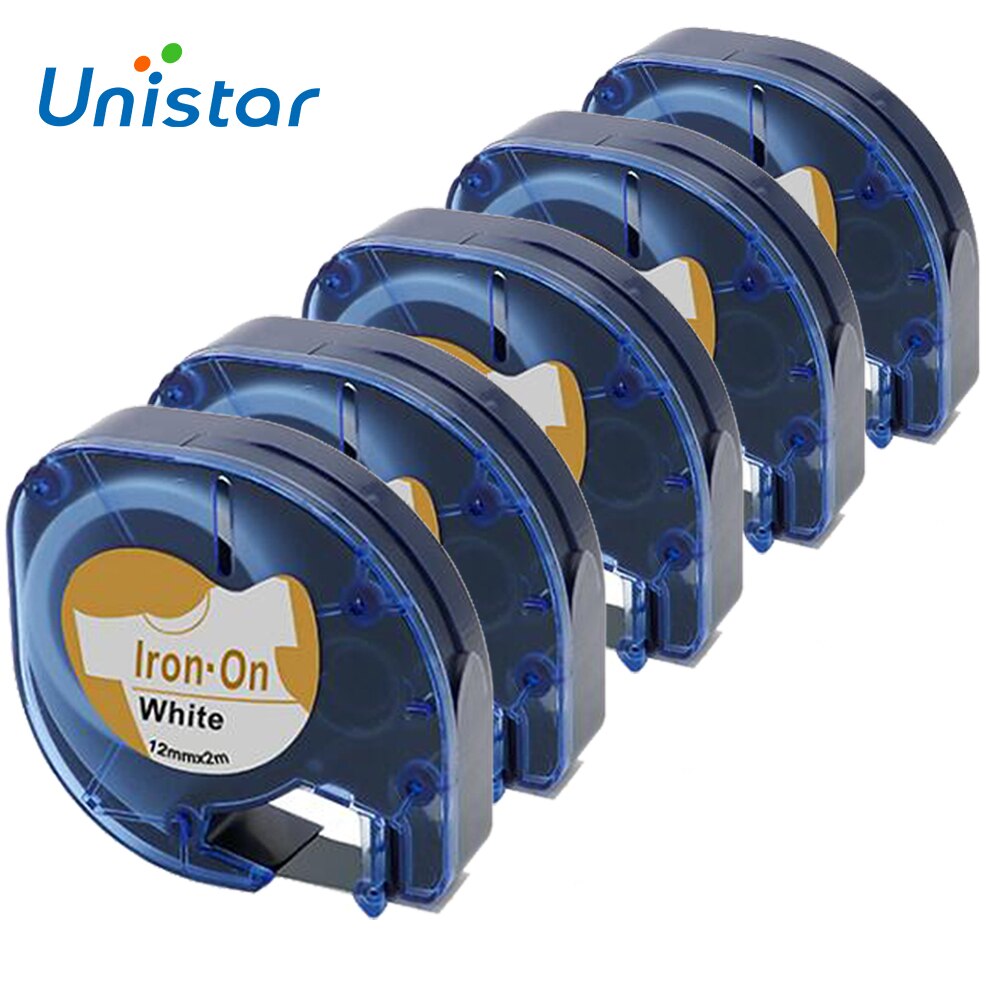 5pk Fabric Iron-On Label Tape - 12mm x 2m for Dymo Letratag Label Maker