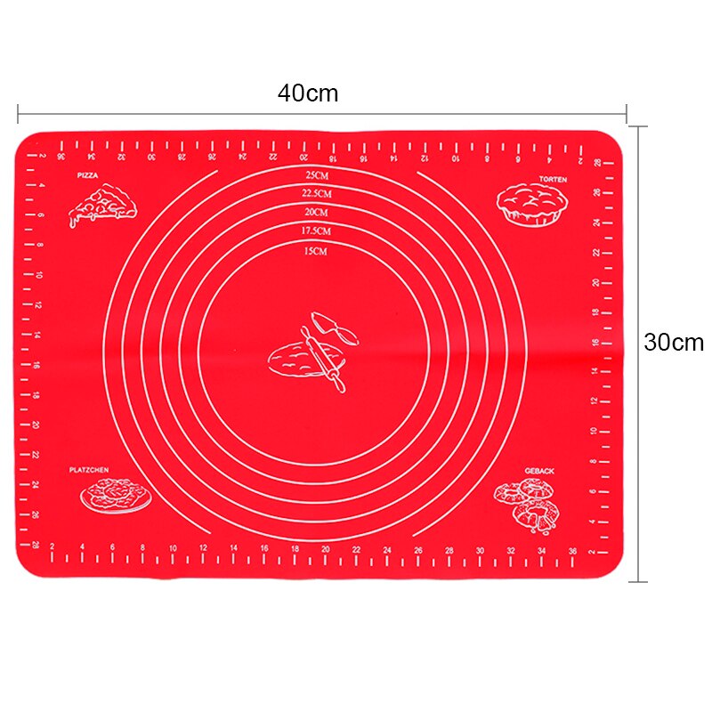 Tapis de cuisson anti-adhésif épais en silicone,accessoire de cuisine, ustensile de cuisson, outil de pâtisserie, pour rouler pâte, revêtement pour gâteau: Red 40x30