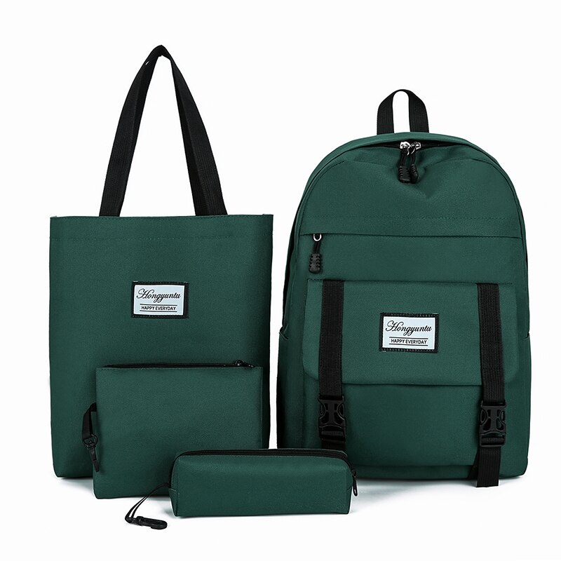 4 Uds mochila de , mochila escolar para adolescentes, Mochilas para estudiantes, mochila escolar negra de nailon para mujeres, mochila escolar para mujeres