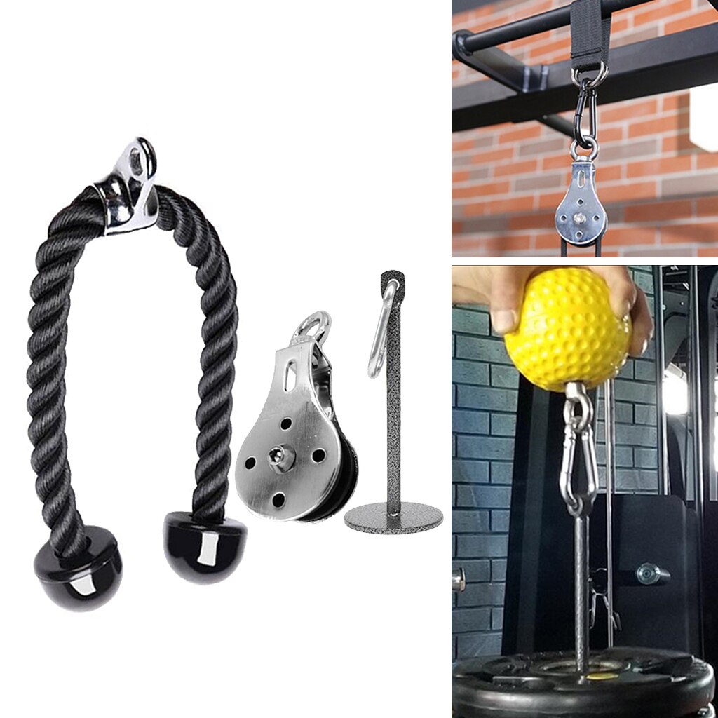 3Set Pulley Cable System Gym LAT Pull Down Rope Handle Loading Pin Weight Holder