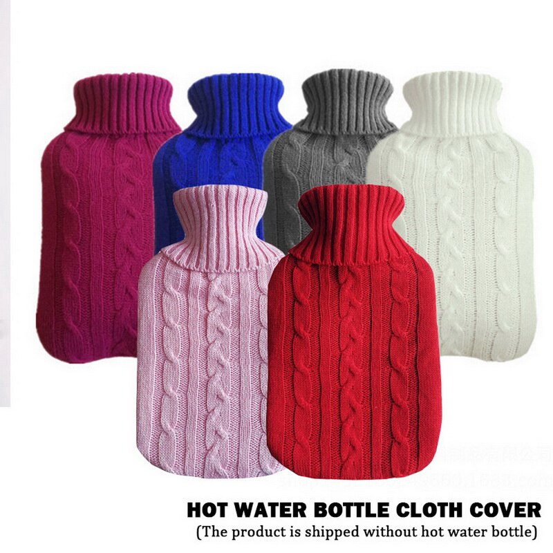 2000ml waterflessen gebreide hoes effen kleur watergevulde tas stoffen hoes handwarmer winter zachte waterfles