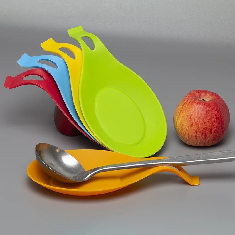 Multipurpose Silicone Spoon Rest Pad Food Grade Heat Resistant Silica Gel Spoon Put Mat Device Kitchen Utensils Dishes 50%