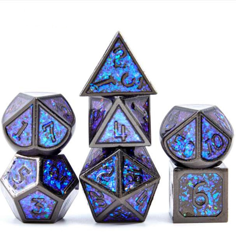 Metal Dice Set 7PCS/Set Polyhedral Dices Dnd Board Game Dyses Dados Rpg Purple Digital Dice D4 D6 D8 D10 D12 D20 Dobbelstenen