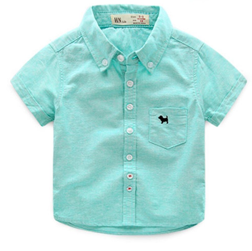 Sommer børnetøj baby #39 skjorter solid kortærmet bomuld børne skjorter til drenge piger barn kausal skjorte top: Grøn / 4t