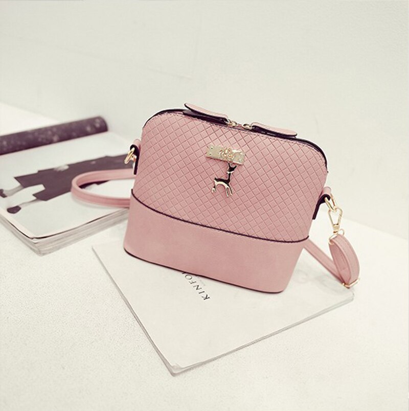 Lns damestassen pu leer zacht gezicht damestas wilde schoudertas messenger bag gewatteerde schelp tas hanger schattig hert