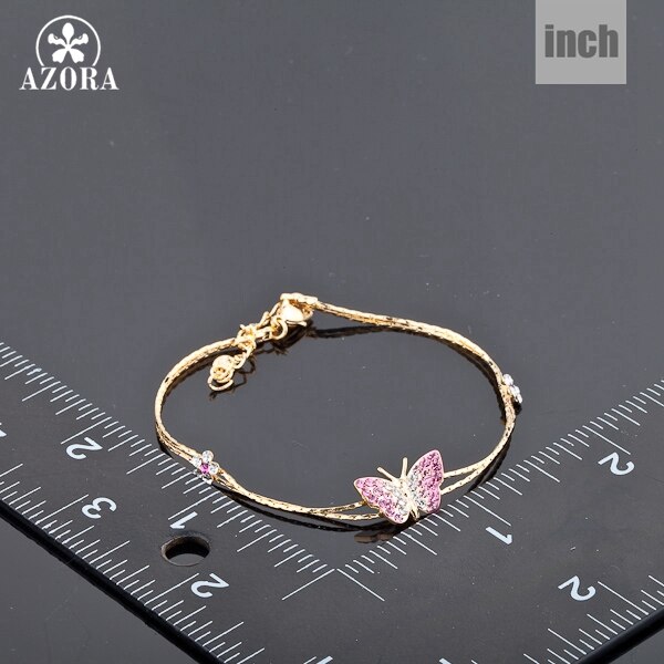 AZORA Gold Farbe Stellux Österreichischen Kristall Schmetterling und Blume Charme Armbinde TS0008