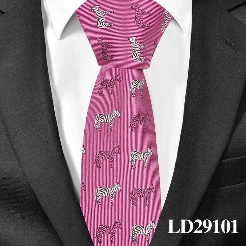 Gravata dos desenhos animados para homens poliéster jacquard animal gravata para casamento ternos de negócios 6cm gravata magro gravata masculina gravatas: LD29101
