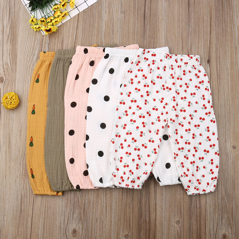 Höst barn bebis pojkar flickor bomull casual prickiga långbyxor småbarn leggings haremsbyxor uk