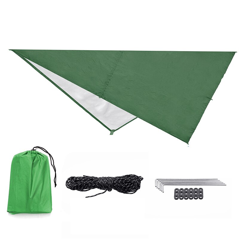 300x300cm Ultralight Tarp Outdoor Camping Survival Sun Shelter Shade Awning Silver Coating Pergola Waterproof Beach Tent 3 Color: Army Green