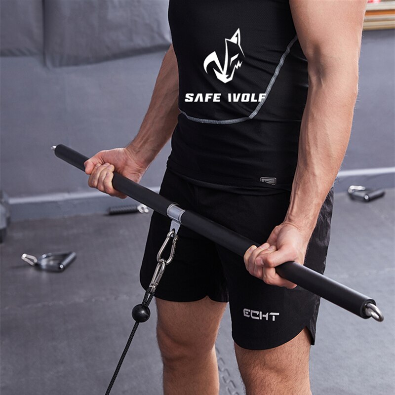 Lengte 110Cm Lat Pull Down Bar Pully Kabel Bijlagen Biceps Triceps Back Blaster Afneembare Weerstand Bands Rechte Bar