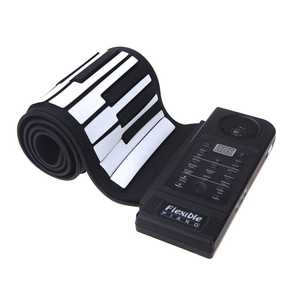 Flexible Piano 61 Keys Electronic Piano Keyboard Silicon Roll Up Piano Sustain Function USB Port with Loud Speaker(US plu