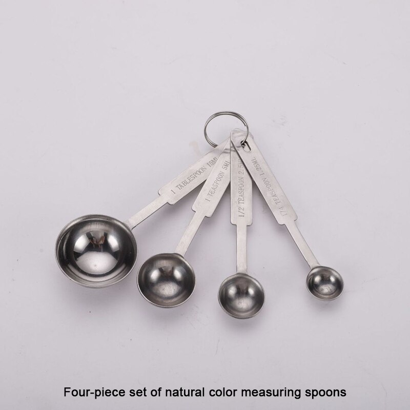 304 stainless steel kitchen measuring tool five-piece modern rose gold baking stainless steel measuring cup measuring spoon set: D