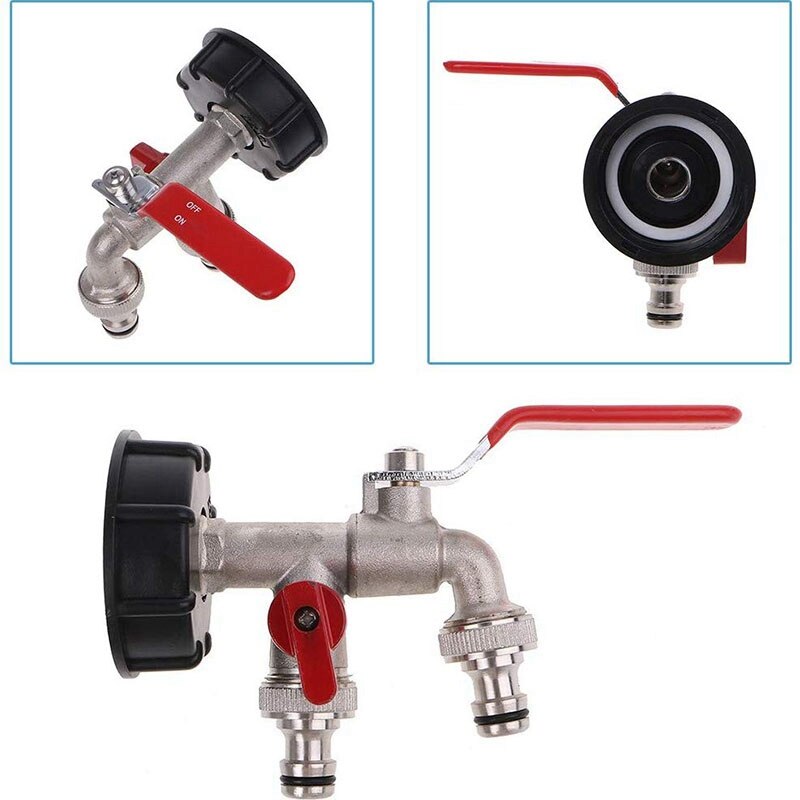 Dubbele Tap 1000 Liter Ibc Watertank Connector Adapter Tap Vervanging Regenwater Tank Adapter Voor Thuis Tuin Water Connectors