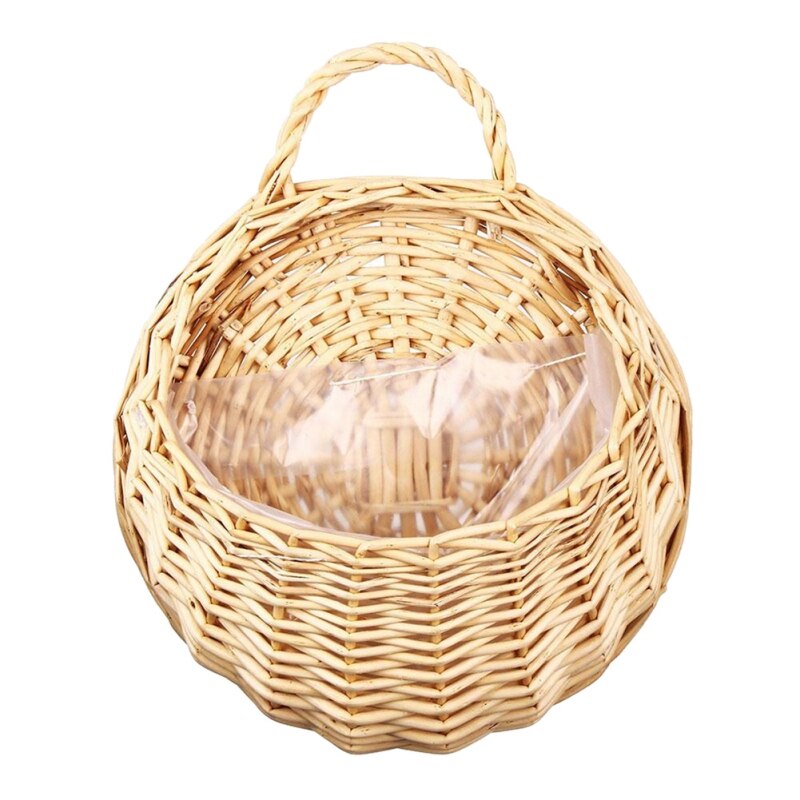 Wicker Rattan Flower Basket Hanging Vine Pot Planter Hanging Vase Container Wall Plant Basket For Garden: BM