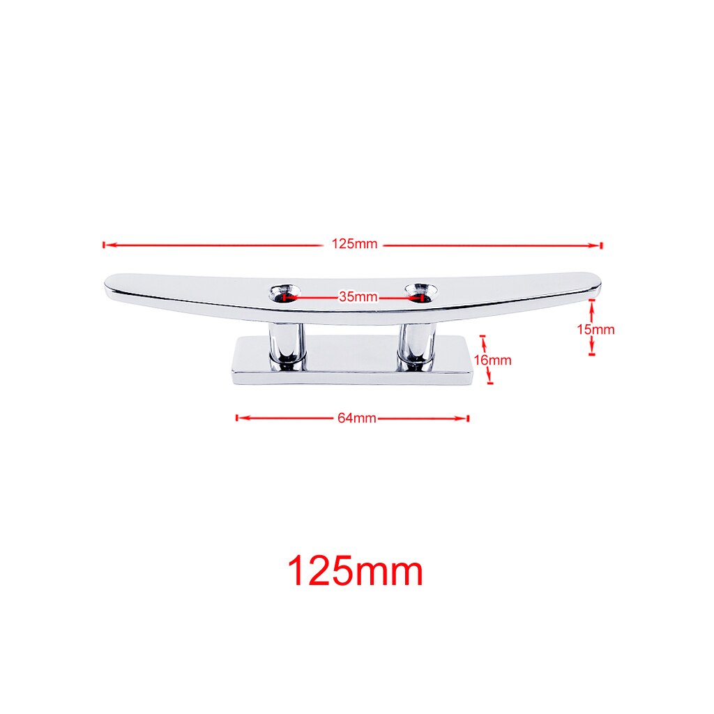 Stainless Steel 316 Low Flat Cleat Boat Cleats Deck Rope Cleat Mooring Dock Cleat Marine Hardware Yacht Accessories Lock bolt: 125mm