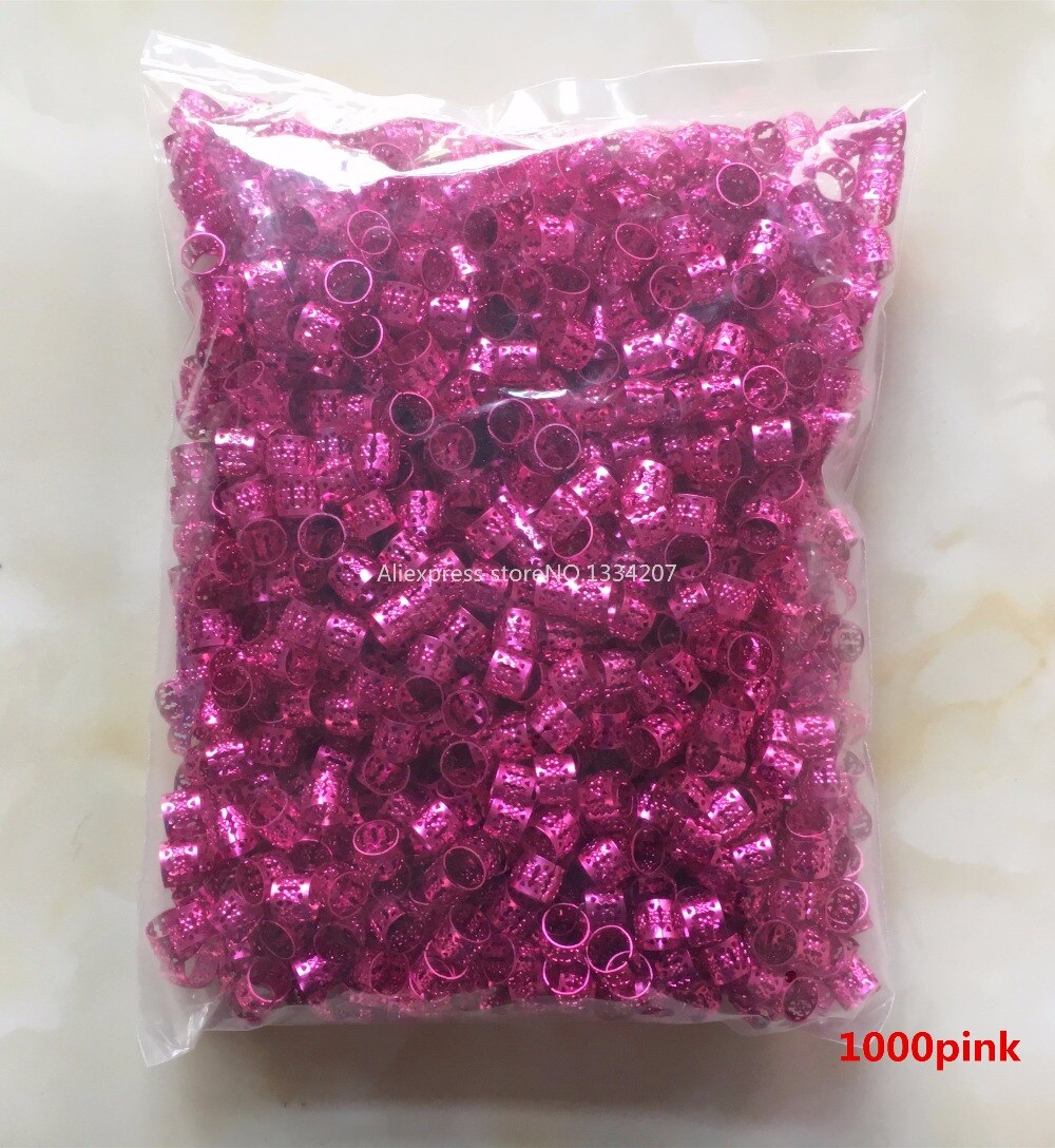200pcs-1000pcs hair dread Braids dreadlock Beads adjustable cuffs clips Micro Rings for girls women men Accessories: 1000pcs Pink