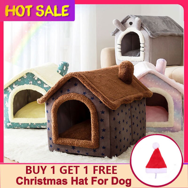 Casa para gatos, cama para mascotas, casa para perros para las cuatro estaciones, cálida, lavable, antideslizante, accesorios para gatos, suministros para perros cama perro casa para perro cama casita para perro pequeñ