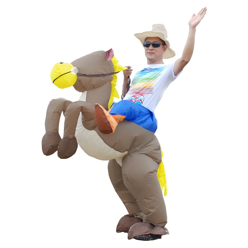 Halloween Adults Children Ride on Animals Inflatable Costumes Ox Carry Me Fancy Inflatable Clothing Cartoon Cowboy Costume Props