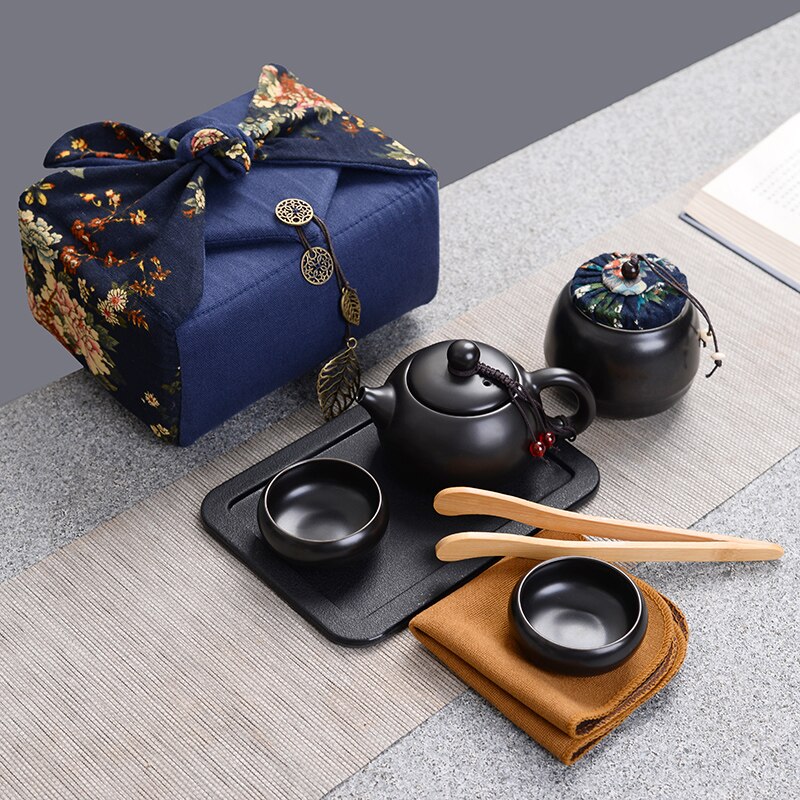 1set Japanese-style Ceramic Tea Set Portable Travel Teacups Travel Portable Porcelain Teaware Household Hone Office Drinkware: J