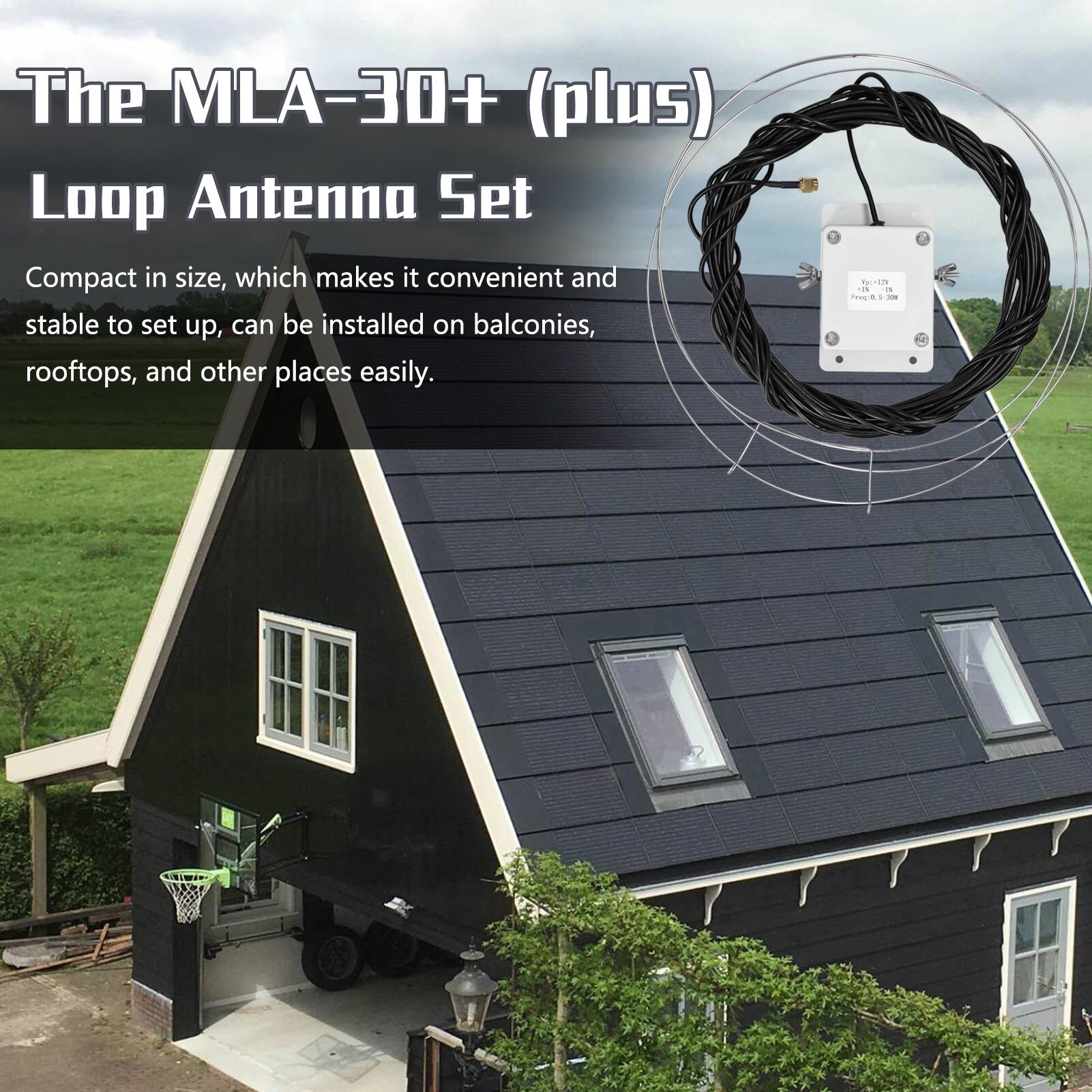 MLA-30+ (plus) Loop Antenna Active Receive Antennas Low Noise Medium Short Waves Antenna with 0.5-30 MHz Frequency