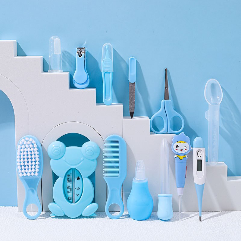 Multifunction Newborn Baby Kid Healthcare Kit Nail Hair Thermometer Grooming Brush Portable Hygiene Set Baby Newborn Essentials
