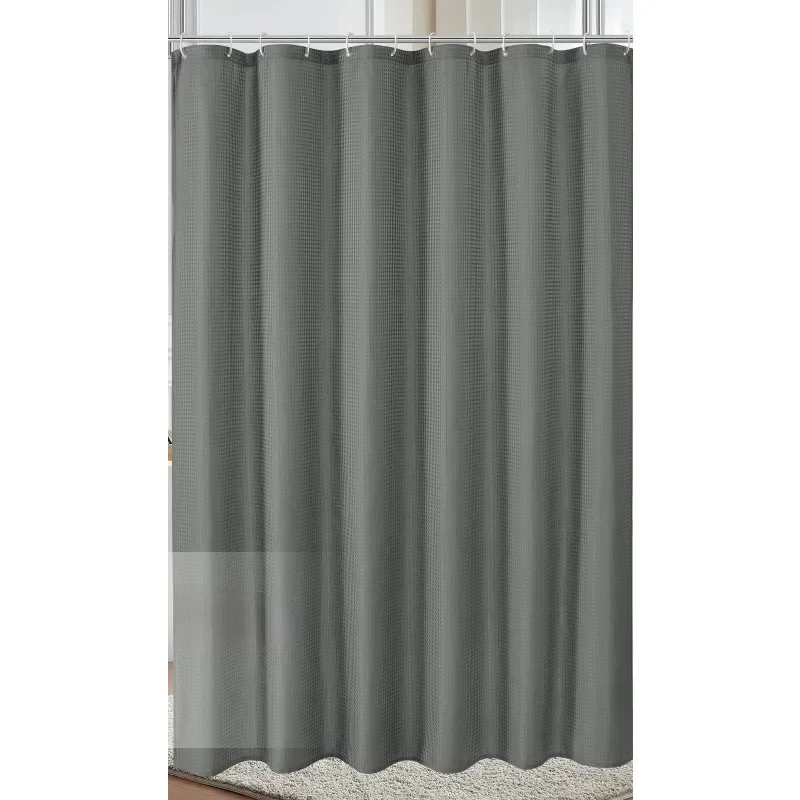 Curtain Bathroom Bathroom Punch-free Shower Curtain Fabric Plain Waterproof and Mildew-proof Polyester Shower