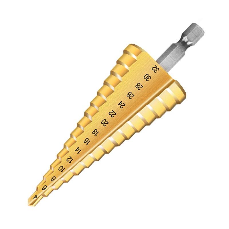 4-12mm 4-20mm 4-32mm HSS Titanium Coated Step Drill Bit Drilling Power Tools Metal High Speed Steel Wood Hole Cutter Cone Drill: 4-32