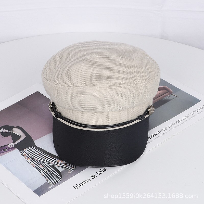 Women Hat Classic Accessories Baker Boy Hat Solid Newsboy Cap Black Cotton Winter Navy Cap Popular Baker Boy Hat: 03