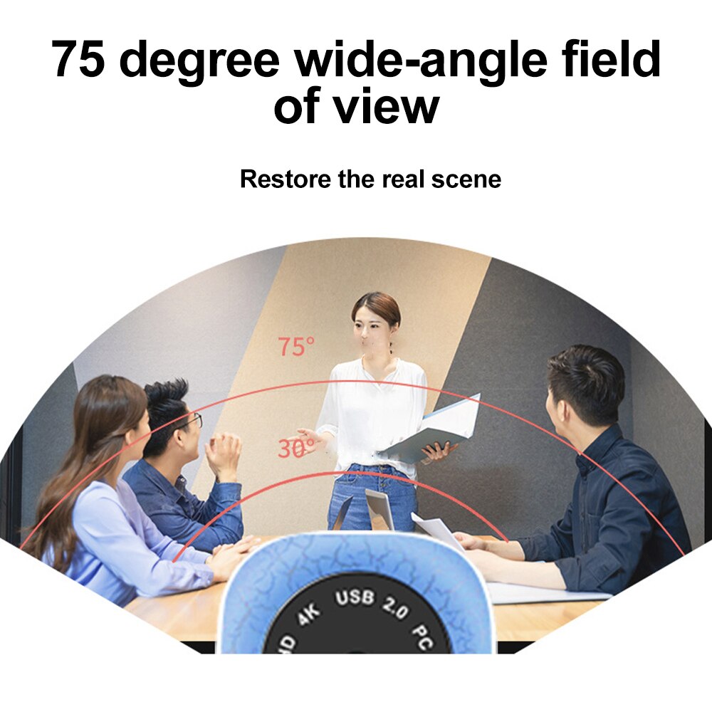 Webcam 2K Full HD 1080P Web Camera Mini Webcam For PC Computer Laptop Video 2K USB Autofocus LED Selfie Ring Light with Tripod