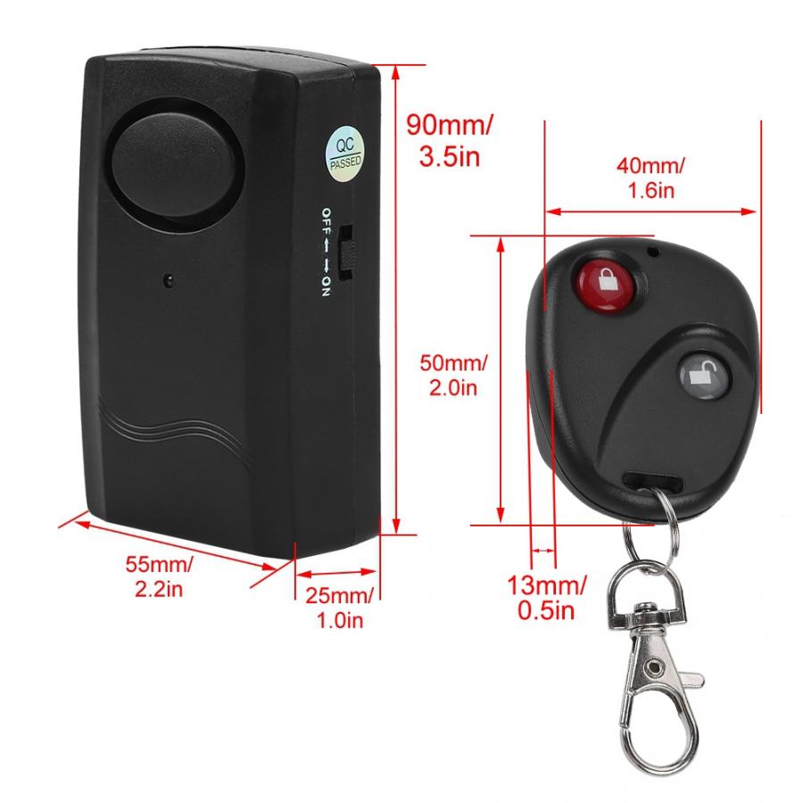 120DB Security Remote Control Wireless Vibration Alarm Monitor Detector