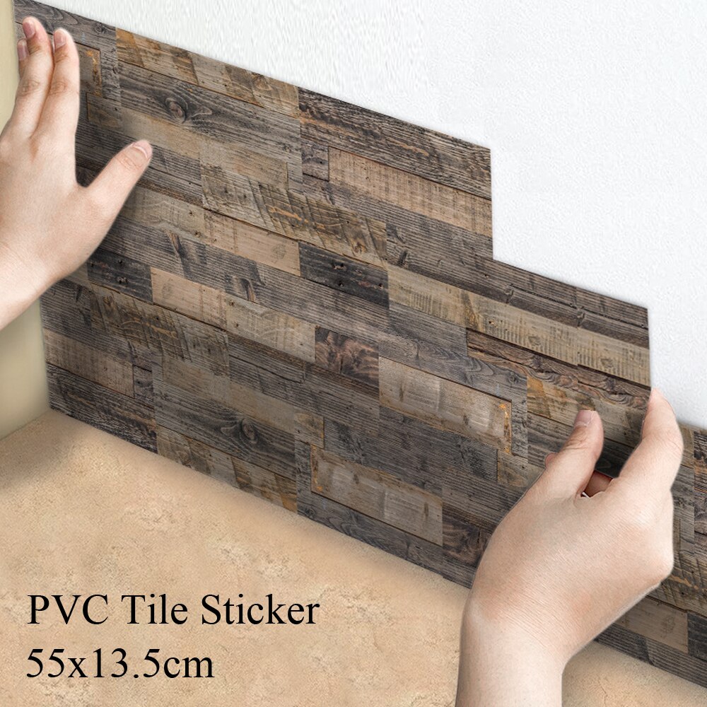 14Pcs/1㎡ Natural Wood Grain Kitchen Tile Stickers Bathroom Self-adhesive Wall Floor Decor Home DIY Tile Sticker