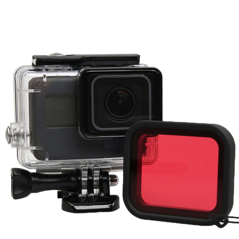 Filtro de mergulho vermelho rosa roxo, à prova d'água, filtros de mergulho subaquático, protetor de lente para gopro hero 5 6 7, acessórios pretos