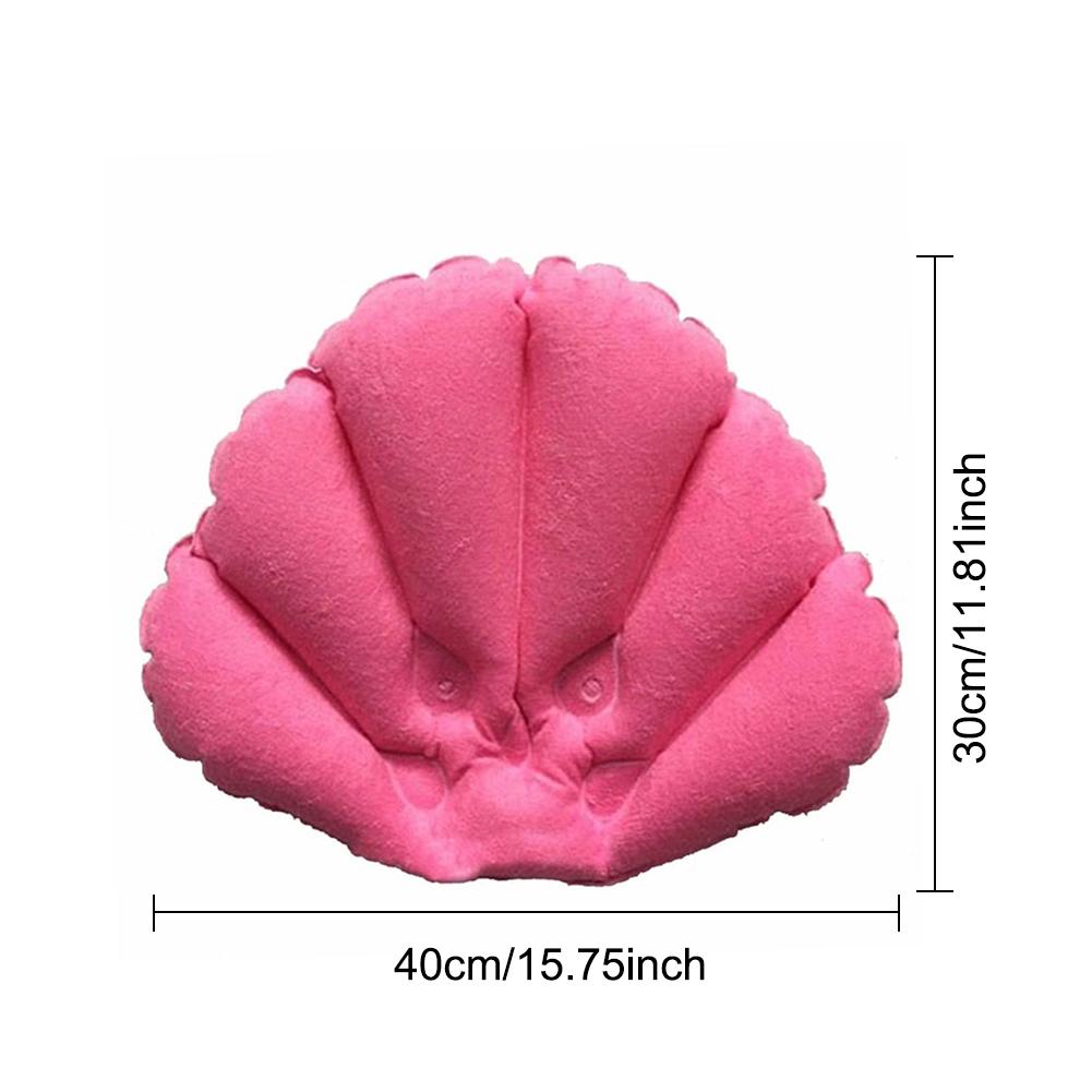 Bath Pillow With Suction Cups Inflatable Terry Cloth Fan-shaped Neck Support Pillow Soft Spa Neck Bathtub Cushion Random Color