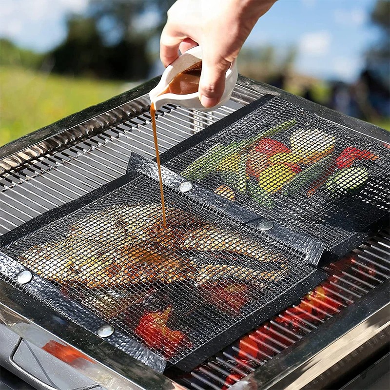 Ptfe-nett grillposer gjenbrukbare non-stick grillposer for kullgassrøykere grillposer for grønnsaksgrill