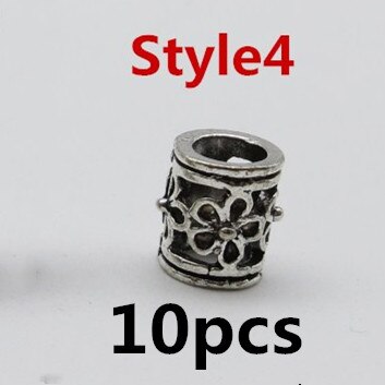 10 unids/pack de plata tibetana viking 4 estilos de pelo trenza temor dreadlock barba anillos accesorios traje Delgado trenzas: 10pcs Style4