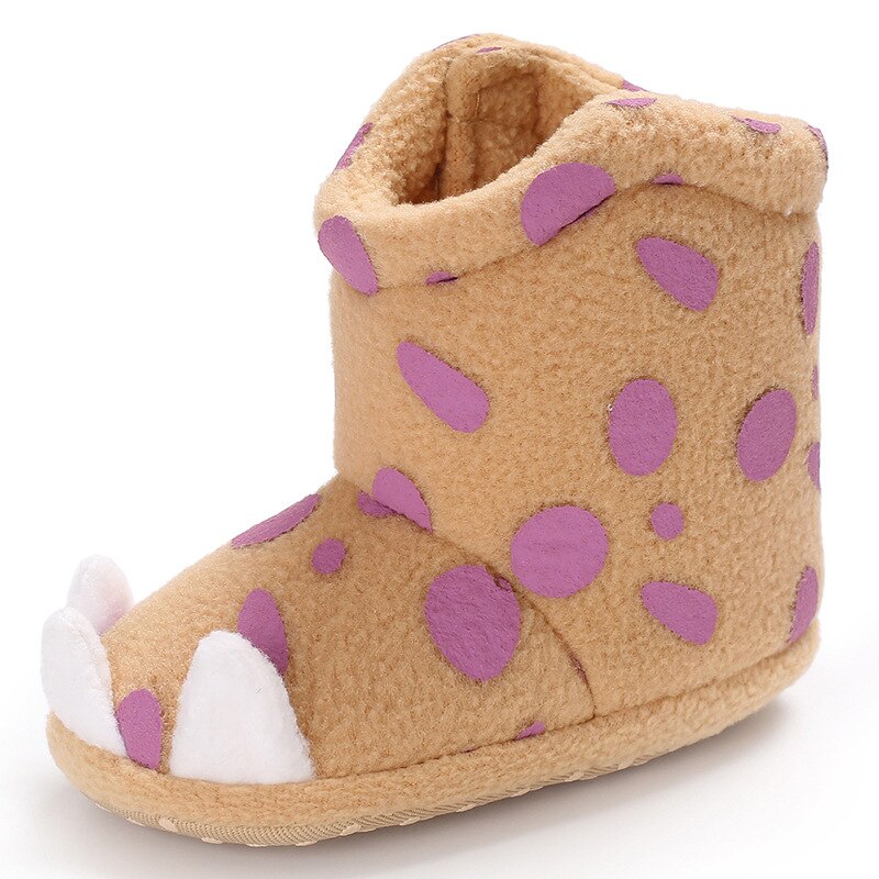 Nette Dot Tier Pfoten Krallen Baby Stiefel Weiche Korallen Fleece Warme Baby Mädchen Schuhe Infant Schuhe Anti-slip Kleinkind mädchen Schnee Booties: coffee / 13