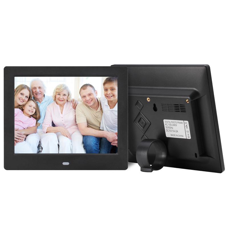 8 inch Screen digital photo frame HD 1024x768 LED Electronic Photo Album Picture Video Player Music Calendar Video Playback: Black / EU plug 