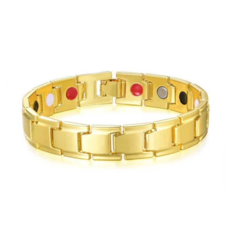 Pulsera de terapia de fuerza para hombre, y moderna, ajustable, salud, sueño, mejor energía, pulseras biomagnéticas, brazaletes para masculino: Color dorado