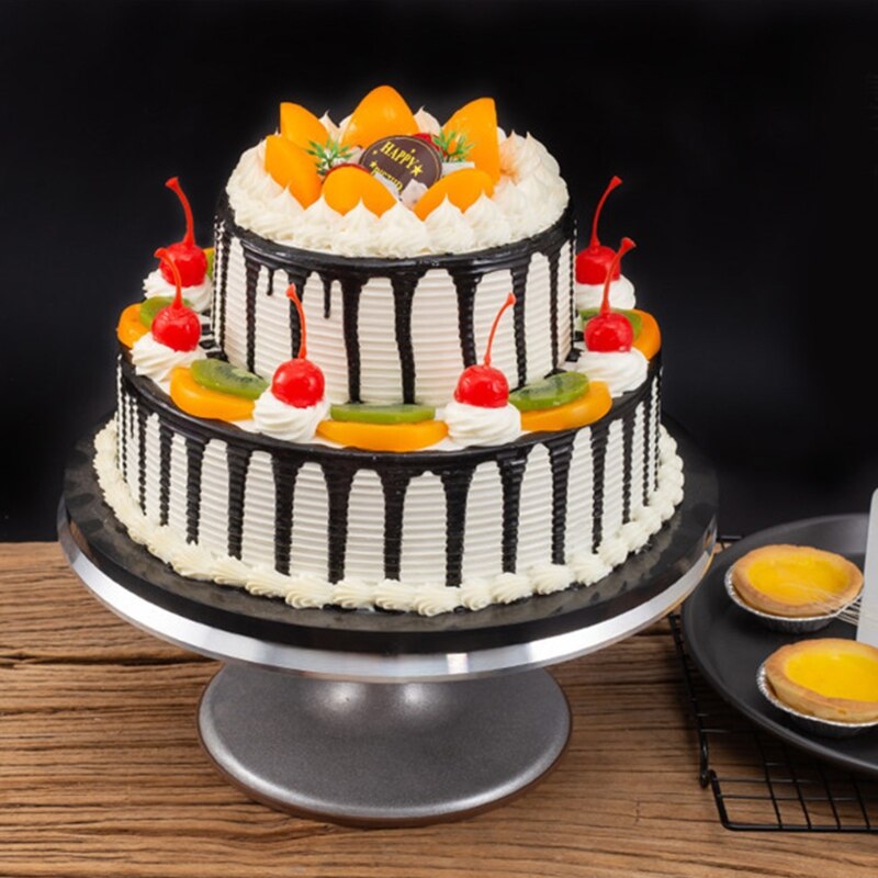 10" Cake Decorating Turntable Round 360° Rotating Stainless Steel Cake Stand
