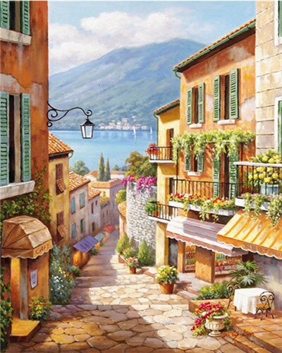 EverShine Painting By Numbers House DIY Kits Drawing Canvas Wall Art Landscape Hand Painted Home Decoration: SZES-2196