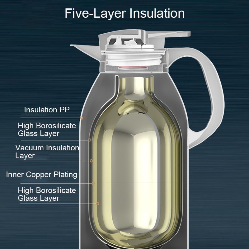 1/1.6L Hoge Capaciteit Thermos Water Fles Borosilicaatglas Liner Smart Touch Digitale Display Geïsoleerde Waterkoker Voor Kinderen Volwassenen