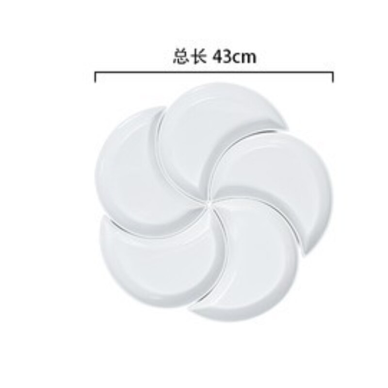 5 Pcs Kitchen Dinner Plates Crescent Shaped White Set Plate Dishes Stackable Food Snack Dinner Dish European Style Platters