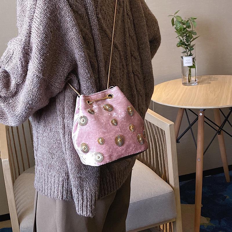 Women's bags Female bag One Shoulder bag Messenger Bag velvet Woollen cloth chain bucket bag mini bag ladies bag small bag