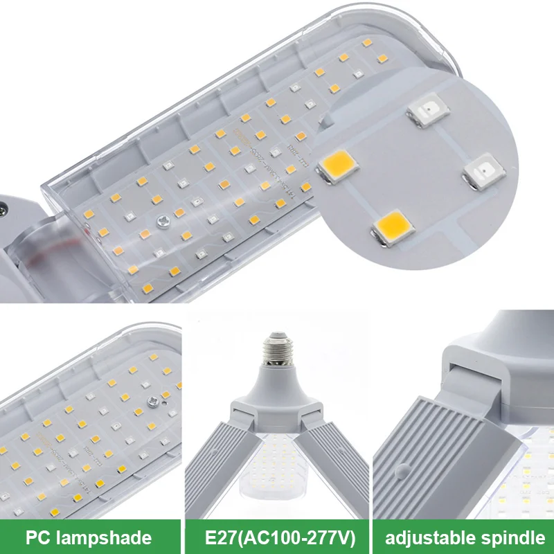 Bombilla SMD2835 de espectro completo, luz de cultivo E27, lámpara Phyto plegable para plantas de interior, lámpara de cultivo de floración, jardín