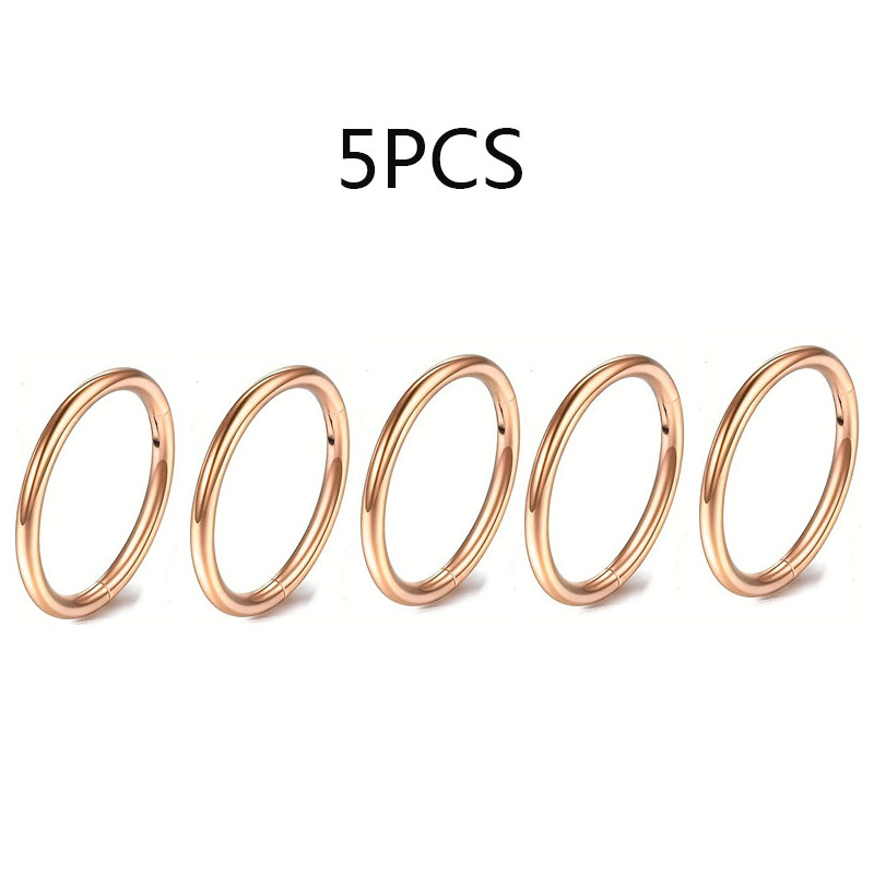 5/10Pcs 16G Nose Ring Hoop Stainless Steel Hinged Nose Rings Septum Clicker Tragus Helix Cartilage Daith Rook Earring Piercing: WHITE / SILVER PLATED