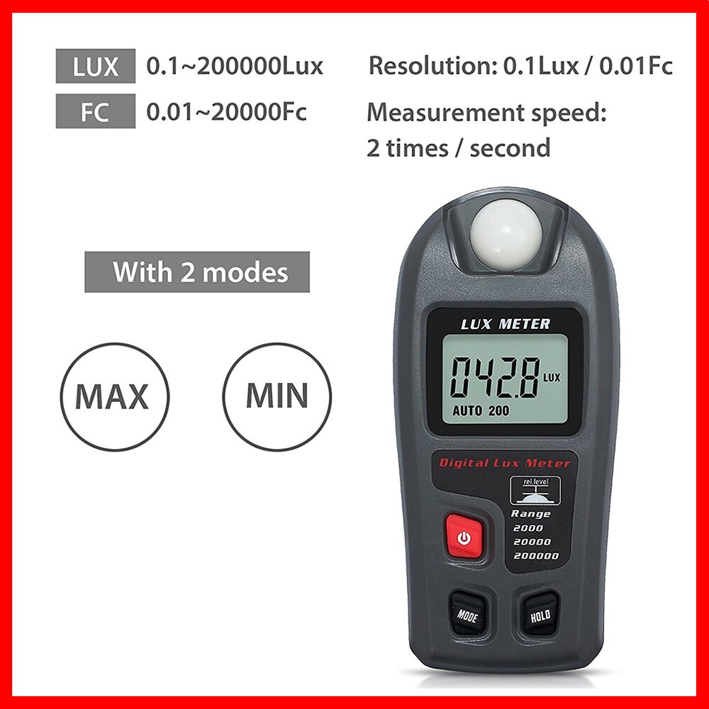 RZ Digital Light Meter LCD Display Light Meter Environmental Testing Illuminometer Sensor Large Photometer MT-30